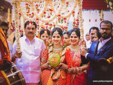 Guntur bride with designer kobbari bondam by pellipoolajada