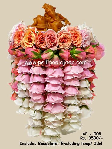 Pellipoolajada_AarthiPlateDecor_Mumbai: Aarthi plate decor with rose bunches and roses strands