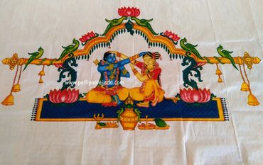 Pellipoolajada_Addutera_Tenali: Cloth addutera with srinivasa kalyanam painted