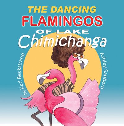 Book cover featuring two stylish flamingos with sunglasses and a tutu.