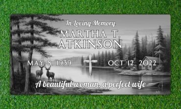 Black Flat Grave Marker laser etched