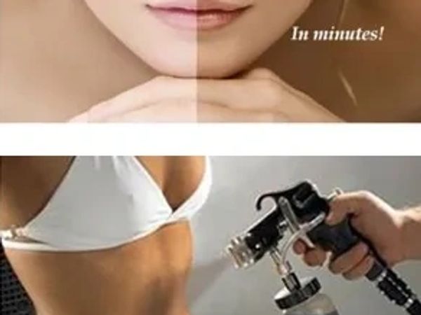 Before and after spray tan