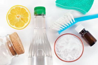 cleaning products on a table