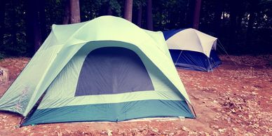 Outdoor camping; tents available nearby; glamping is fun. Sleeping outdoors under stars