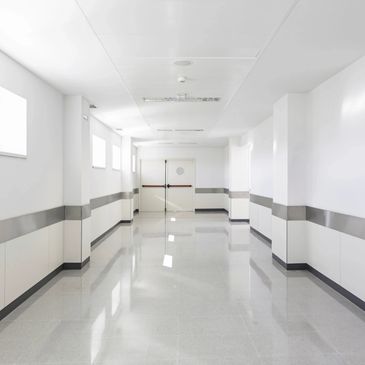 High Shine waxed floor in a medical facility