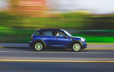 Mini Cooper in accelerating on highway