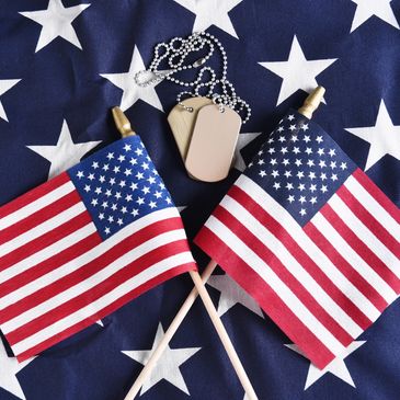 American flags and army dog tags