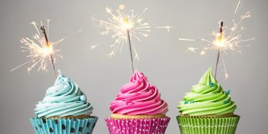 cupcakes, cake, birthday, candles