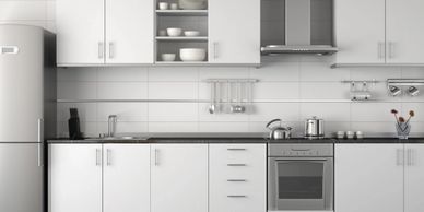 A white and silver kitchen