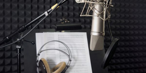 voice over studio microphone headphones