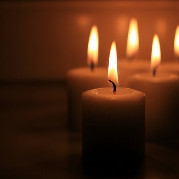 A picture of the candles lighting