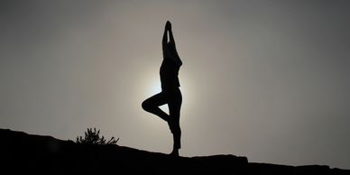 tree pose: with balance and hearts lifted