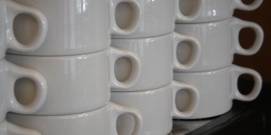 photo of white soup bowls. image on https://by-the-pool.com Daily Stretch page.