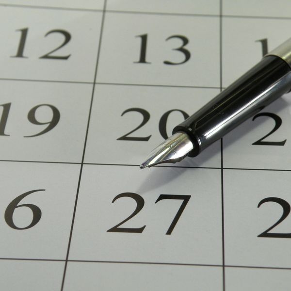 Calendar with fountain pen