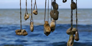 Stones tied with a rope like a pendant