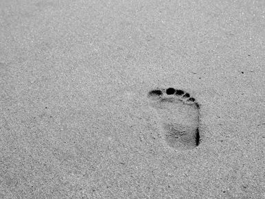 Footprint in the sand. 