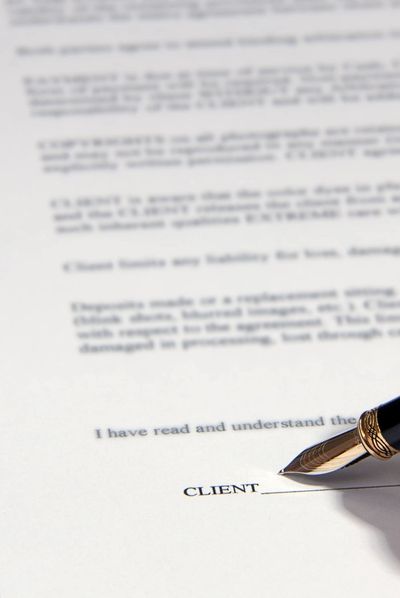 Client signing a contract