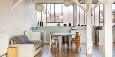 Rustic Kitchen with Columns