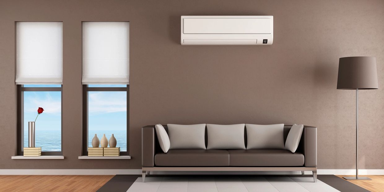 A living area with an air conditioner 