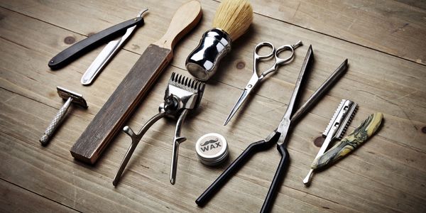 A set of tools used by barbers 