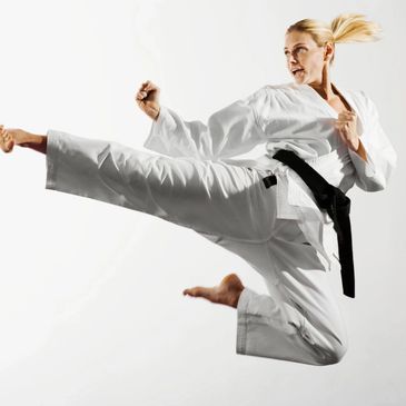 Demonstration of a Tae Kwon Do flying side kick. 