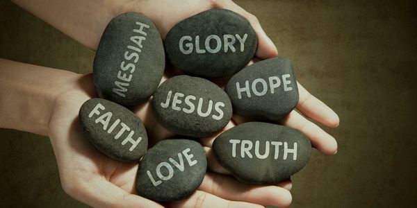 Rocks with faith, hope, love