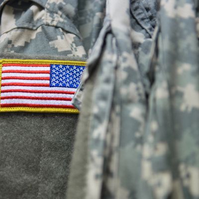 American Military uniform with American flag badge