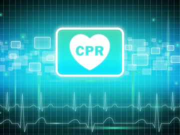 The word CPR in the middle of a heart surrounded by pulses