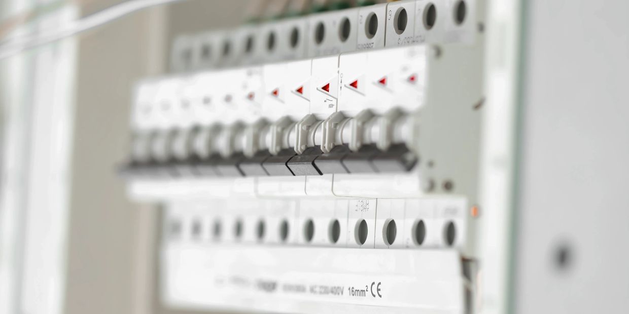 Electrical switchboard with circuit breakers and wiring components