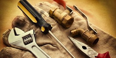 handyman tools with glove