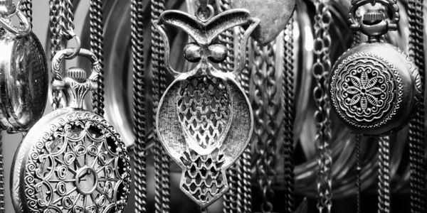 Silver necklaces.