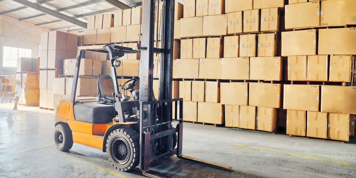 forklift truck or counterbalance parked safely