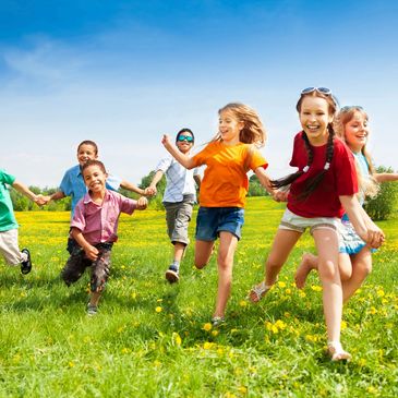A group of kids running