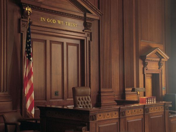 A traditional courtroom where cases are heard.