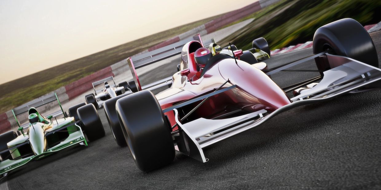 Formula One cars on track