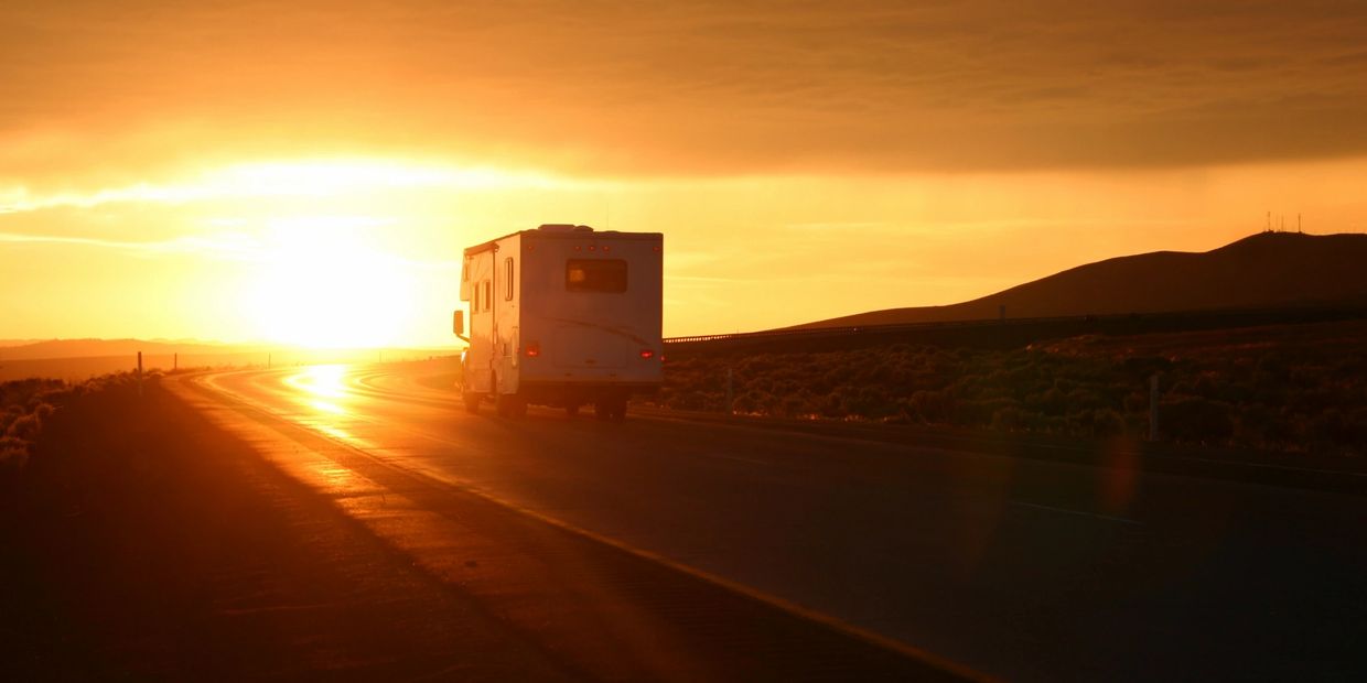 Rv driving off into the sunset