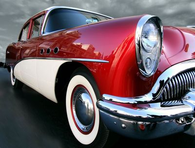 Red and White car for the 1950s