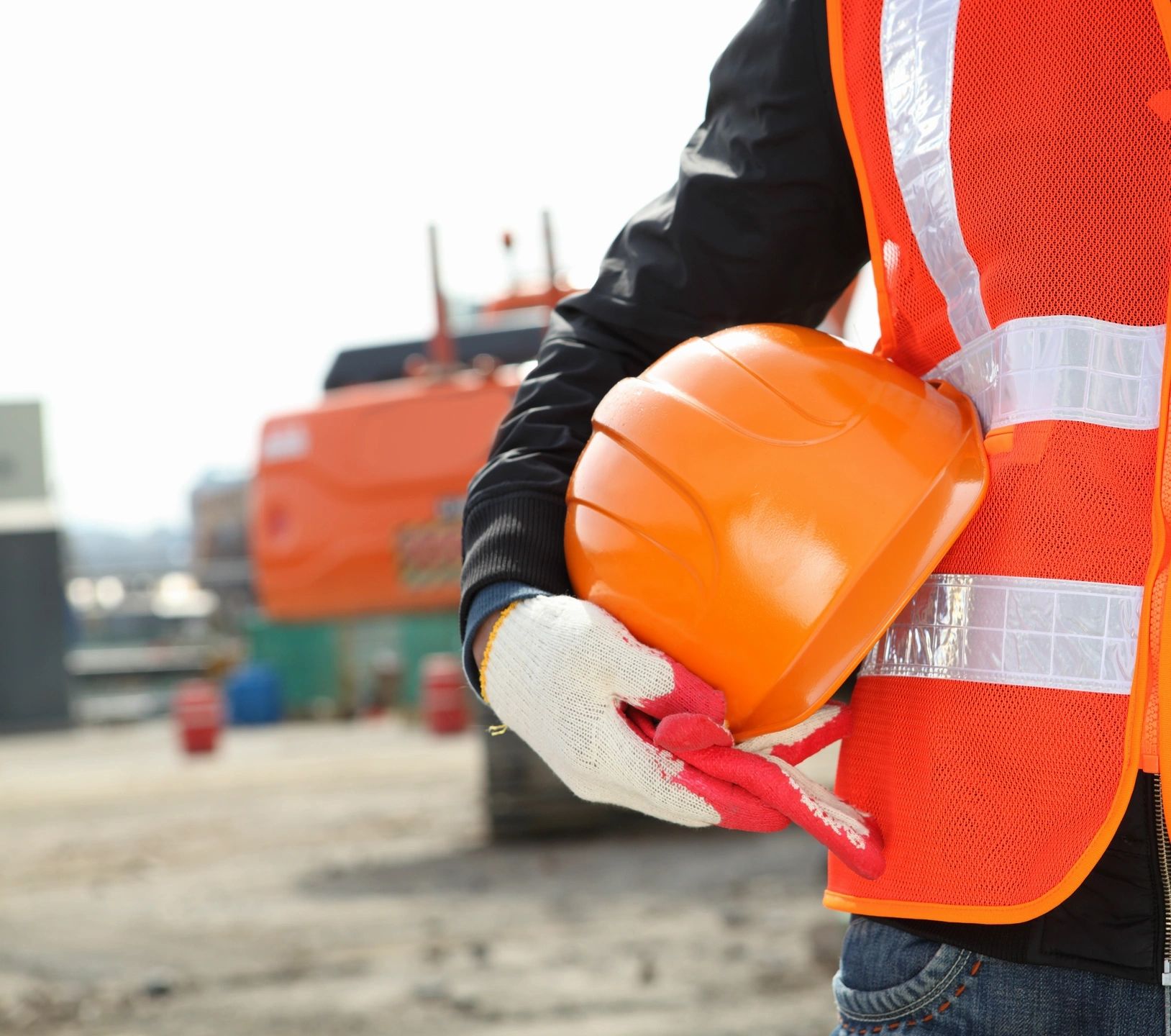 Wearing Personal protection equipment on building site 
