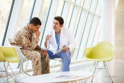 doctor talking to a serviceman