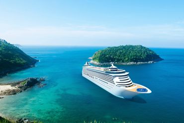 Cruise ship in ocean. MSC, NCL, Princess, Disney Cruises, Virgin Voyages, Celebrity Cruises, Royal