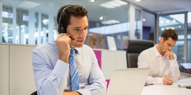 man talking in headset