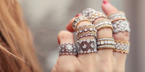 Woman wearing lots of rings