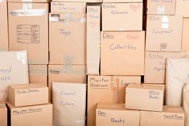 color photo of moving boxes