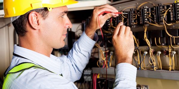 An electrical engineer fixing electric wires