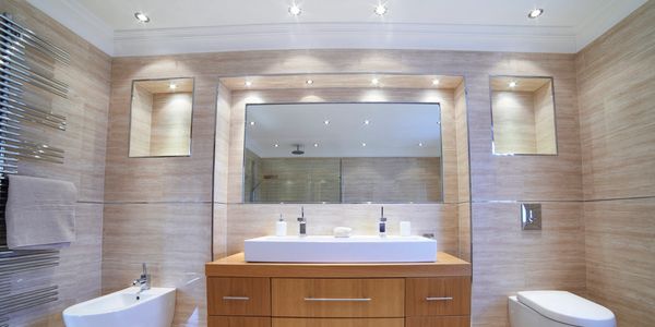 modern bathroom with wall niches