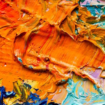 Artist pallet of paint colors. 