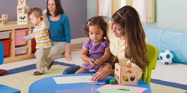 Toddlers learning in classroom
