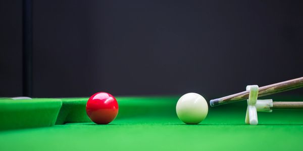 billiard table with new felt and balls