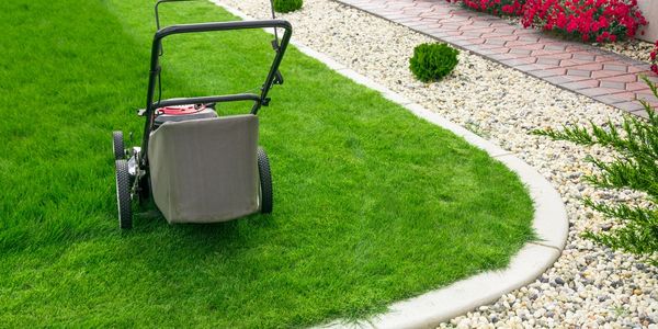Patio slabs garden design landscaping  paving  Grass gravel path design garden maintenance turf 