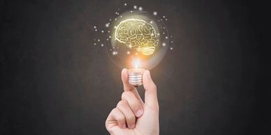 light bulb with brain